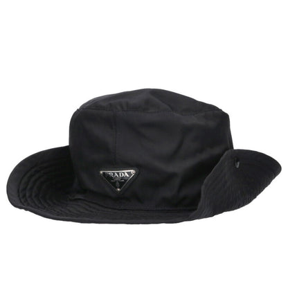 PRADA Triangle Plate Nylon Hat Black Size ONE SIZE