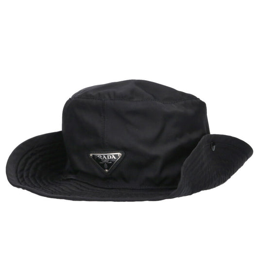 PRADA Triangle Plate Nylon Hat Black Size ONE SIZE