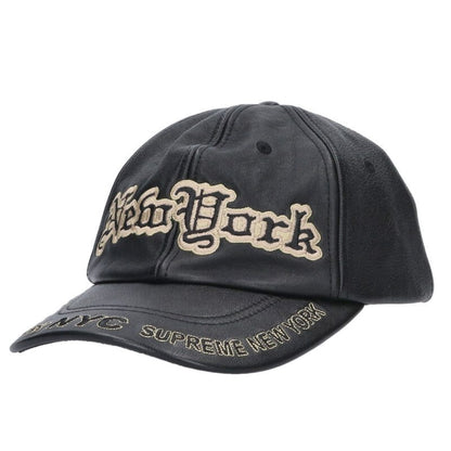 SUPREME New York Leather 6-Panel Cap Black Size ONE SIZE