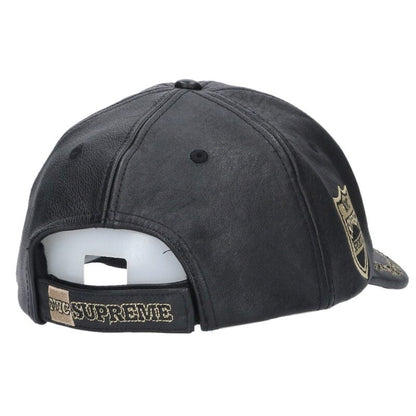 SUPREME New York Leather 6-Panel Cap Black Size ONE SIZE