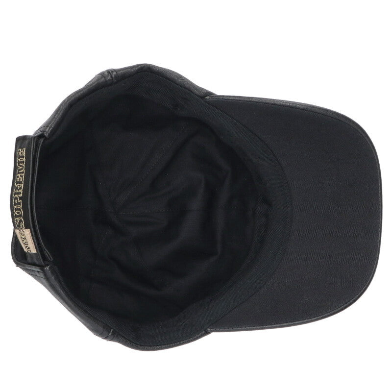 SUPREME New York Leather 6-Panel Cap Black Size ONE SIZE