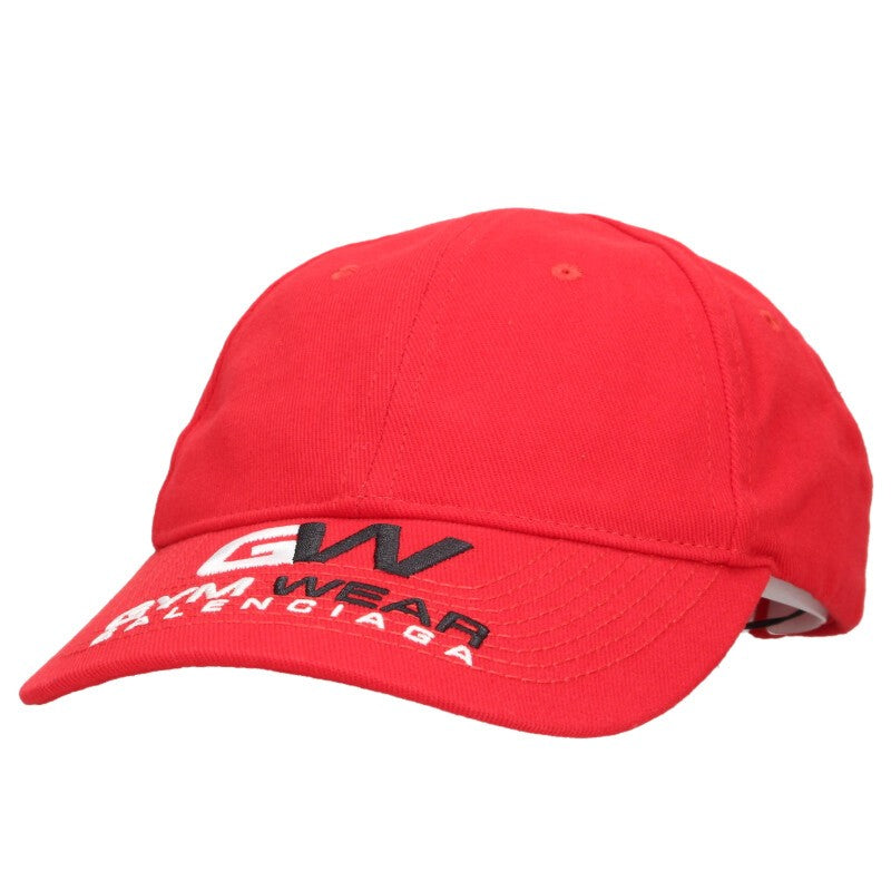 BALENCIAGA Logo Embroidered Cap Red Cotton Size ONE SIZE