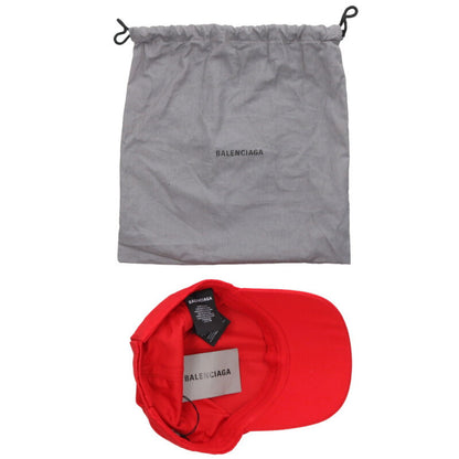 BALENCIAGA Logo Embroidered Cap Red Cotton Size ONE SIZE