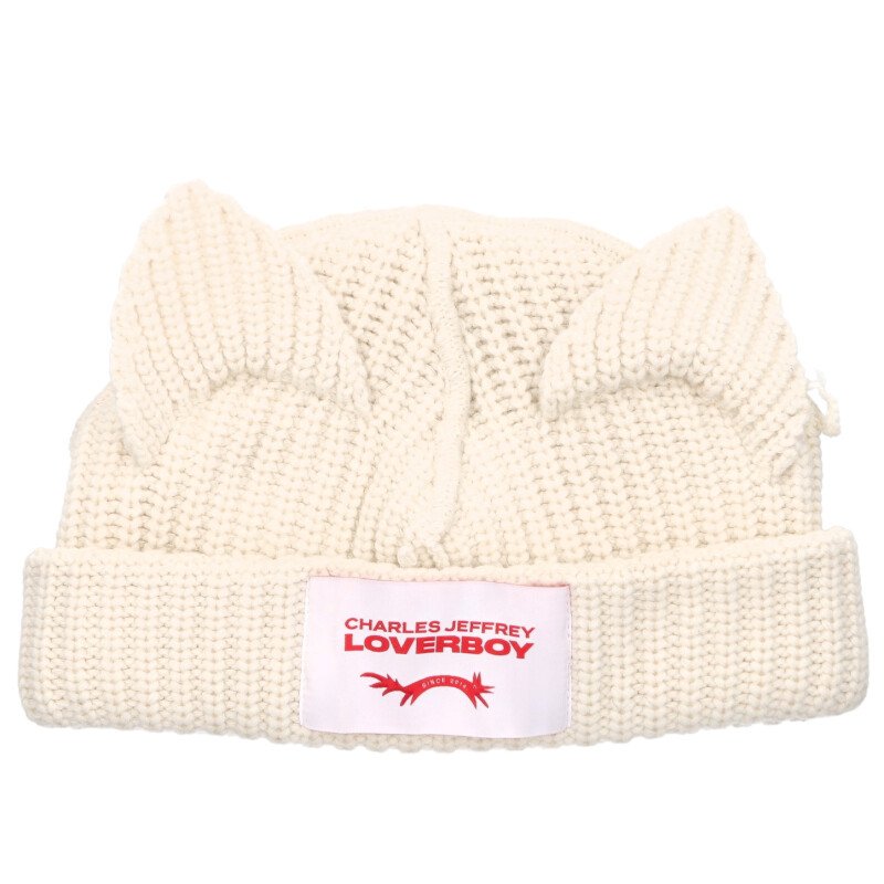 CHARLES JEFFREY LOVERBOY Cat Ear Beanie White Size ONE SIZE