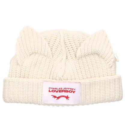 CHARLES JEFFREY LOVERBOY Cat Ear Beanie White Size ONE SIZE
