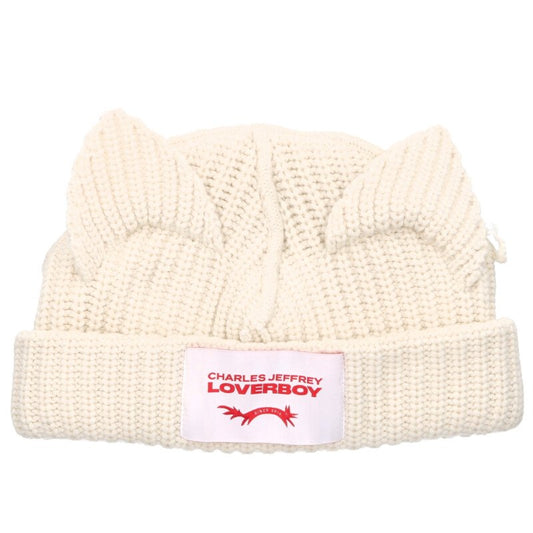 CHARLES JEFFREY LOVERBOY Cat Ear Beanie White Size ONE SIZE