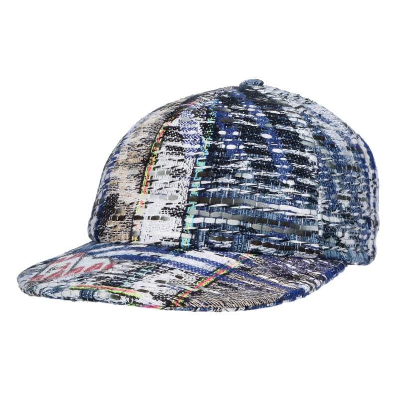 CHANEL Tweed Cap Blue Size ONE SIZE