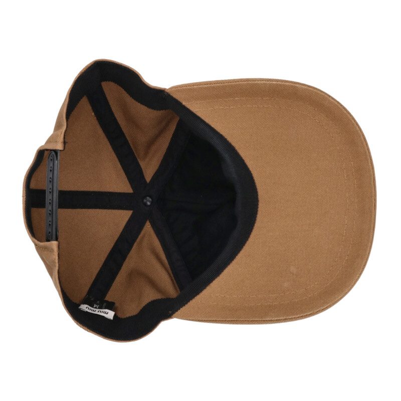 miumiu Logo Embroidered Patch Cap Brown Cotton Size ONE SIZE