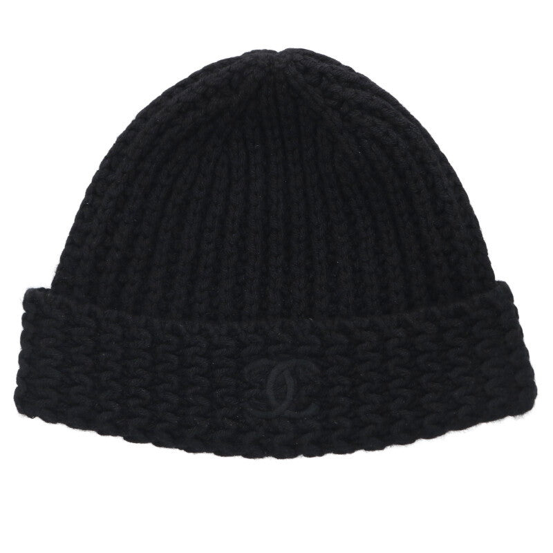 CHANEL Coco Mark Embroidered Cashmere Beanie Size ONE SIZE