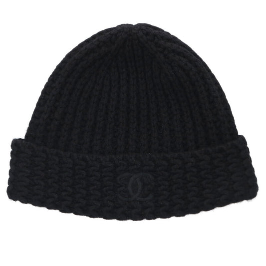 CHANEL Coco Mark Embroidered Cashmere Beanie Size ONE SIZE