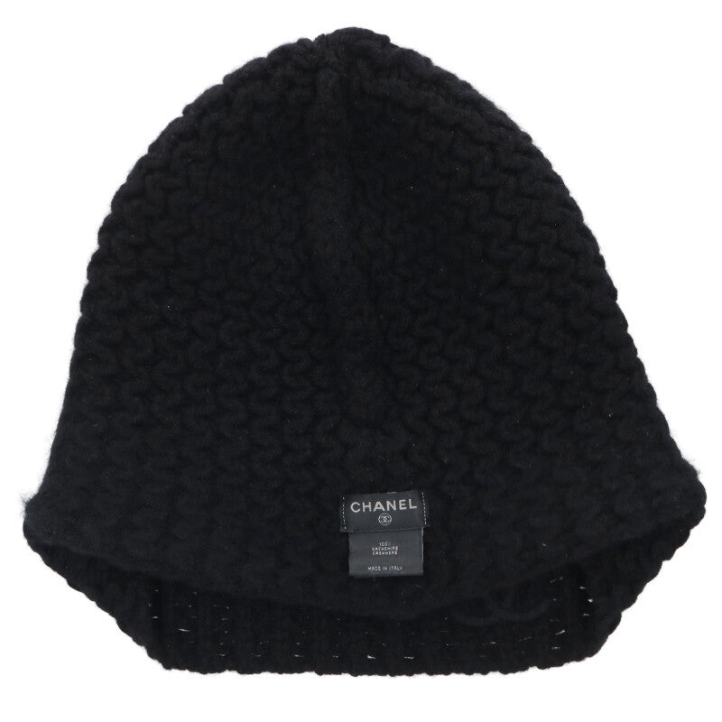 CHANEL Coco Mark Embroidered Cashmere Beanie Size ONE SIZE