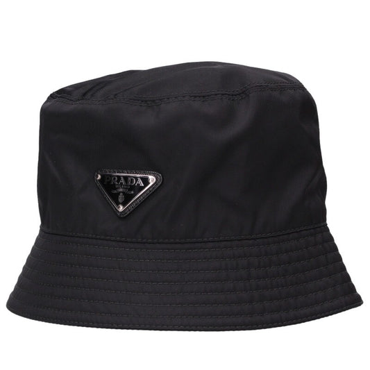 PRADA Triangle Logo Re-Nylon Bucket Hat Black Size ONE SIZE