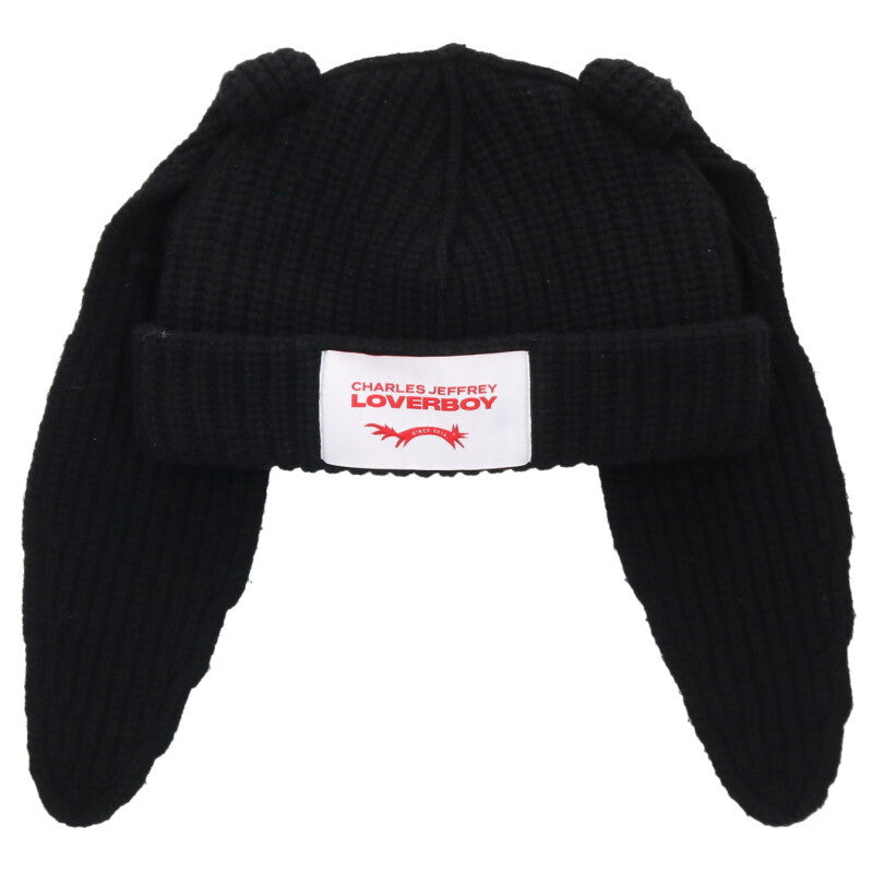 CHARLES JEFFREY LOVERBOY Rabbit Beanie Black Size ONE SIZE