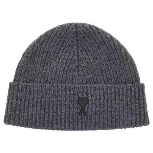 AMI Alexandre Mattiussi Wool Logo Beanie Gray Size ONE SIZE