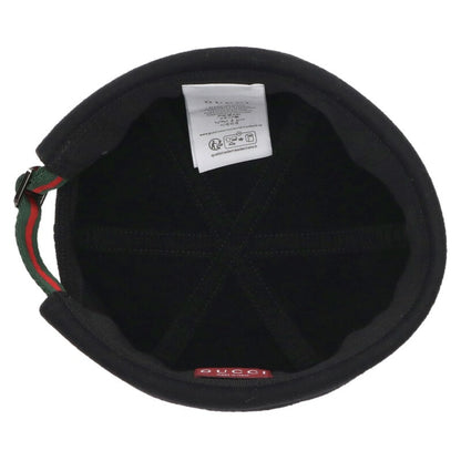 GUCCI Logo Embroidered Wool Hat Black Size ONE SIZE