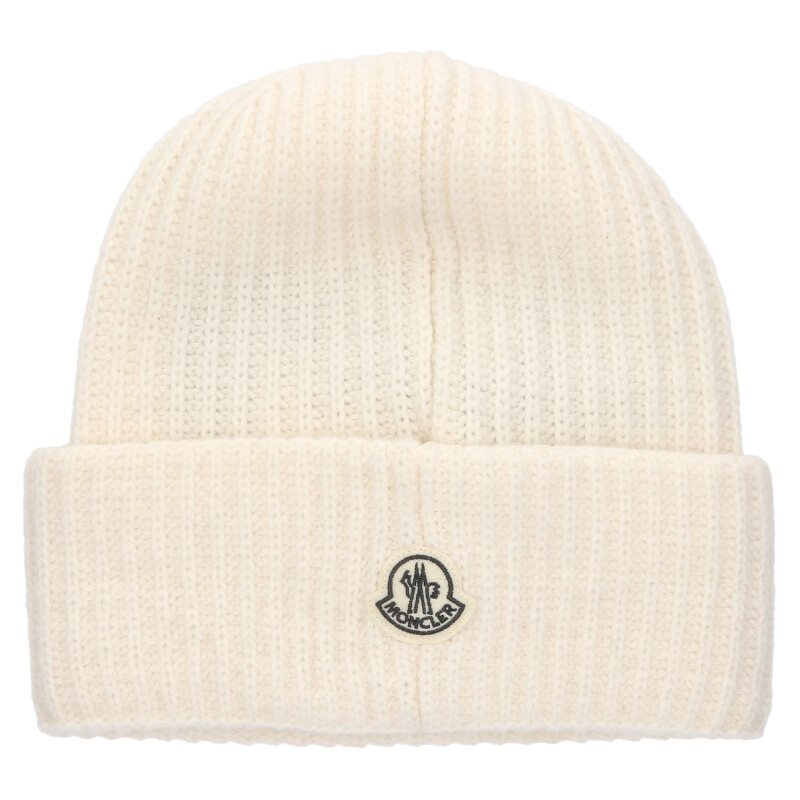 MONCLER x fragment design Logo Patch Wool Knit Beanie White