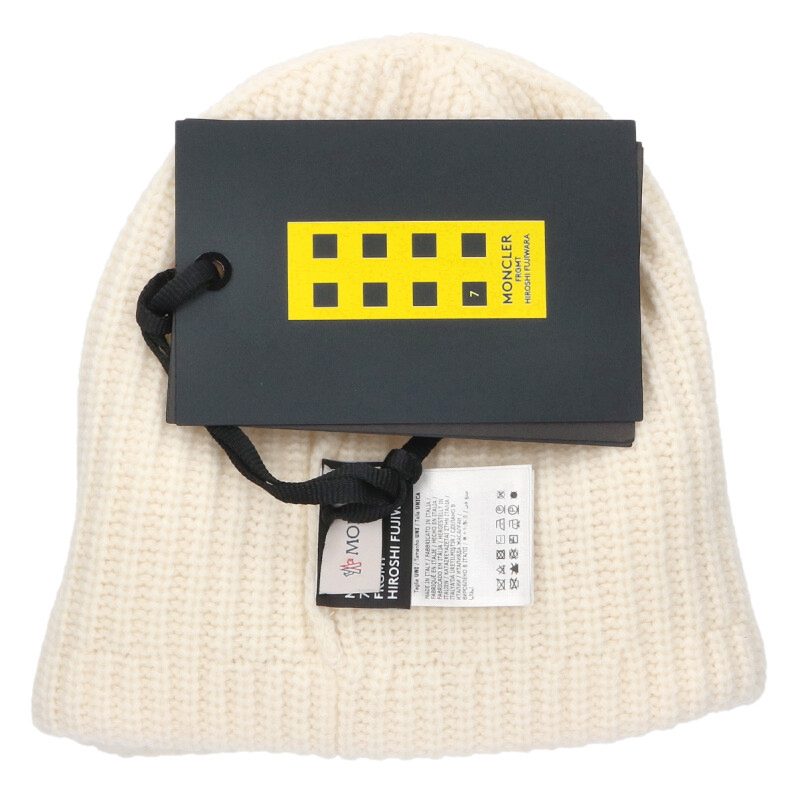 MONCLER x fragment design Logo Patch Wool Knit Beanie White