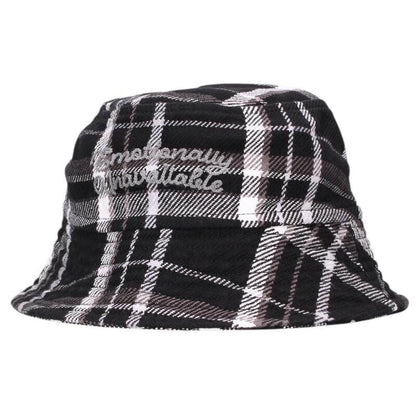 Emotionally Unavailable Plaid Logo Bucket Hat Size ONE SIZE
