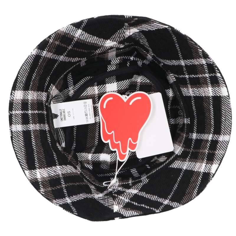 Emotionally Unavailable Plaid Logo Bucket Hat Size ONE SIZE
