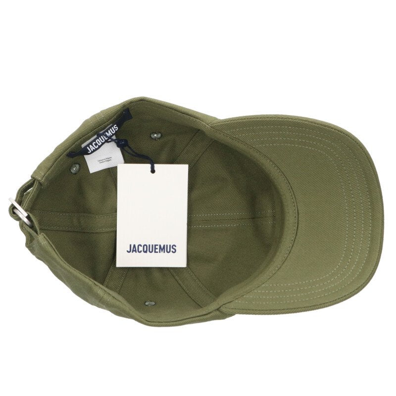 JACQUEMUS 70AW Logo Plate Cap Green Cotton Size ONE SIZE