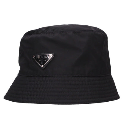 PRADA Re-Nylon Triangle Logo Bucket Hat Black Size ONE SIZE