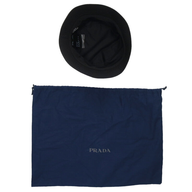 PRADA Re-Nylon Triangle Logo Bucket Hat Black Size ONE SIZE