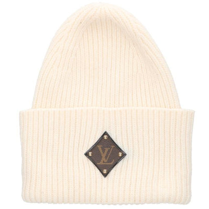 LOUISVUITTON M76707 Leather Patch Wool Beanie Size ONE SIZE