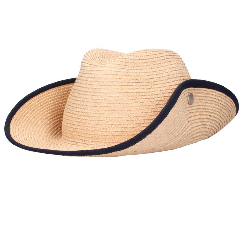 HERMES Side Logo Button Indiana Straw Hat Size ONE SIZE