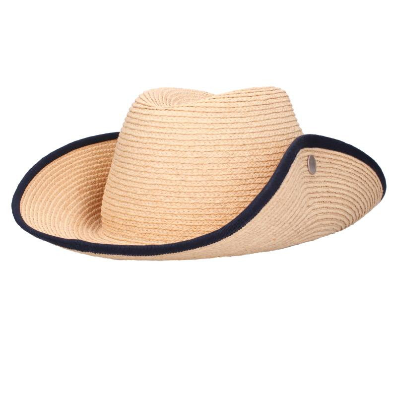 HERMES Side Logo Button Indiana Straw Hat Size ONE SIZE