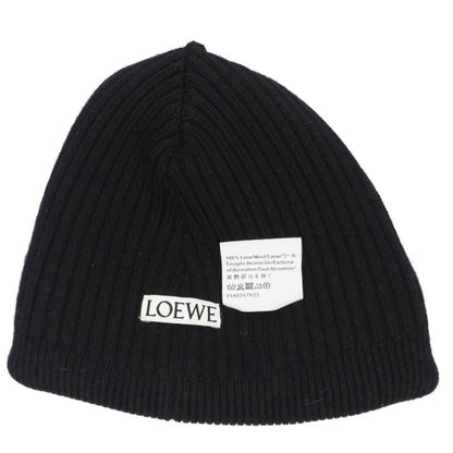 LOEWE Logo Embroidered Wool Knit Beanie Black