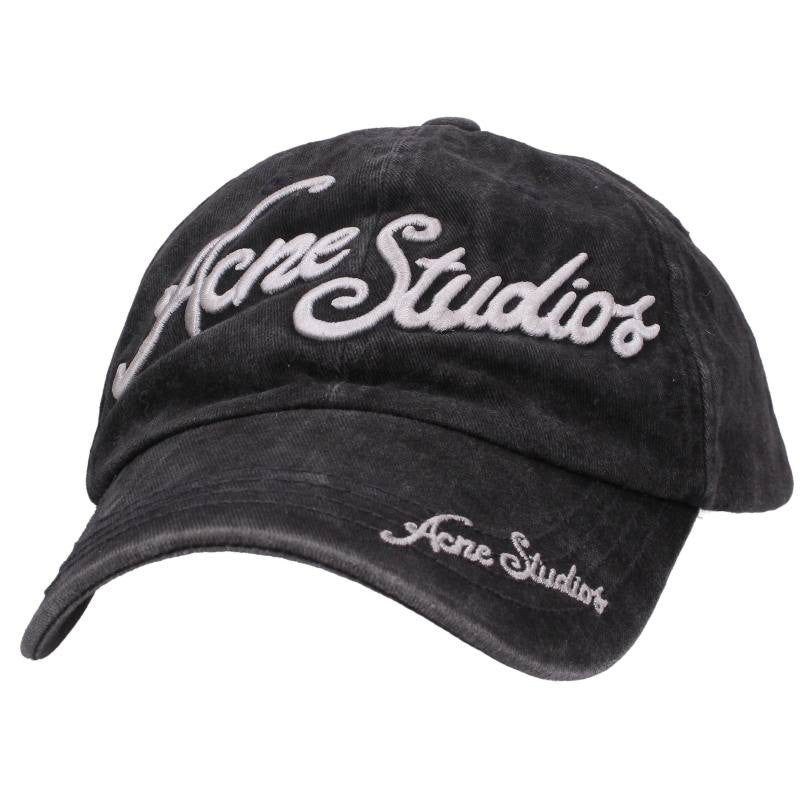 ACNE STUDIOS Logo Embroidered Cotton Hat Dark Size ONE SIZE