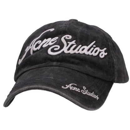 ACNE STUDIOS Logo Embroidered Cotton Hat Dark Size ONE SIZE