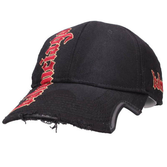 BALENCIAGA Logo Embroidery Vintage Cap Black/Red Size M