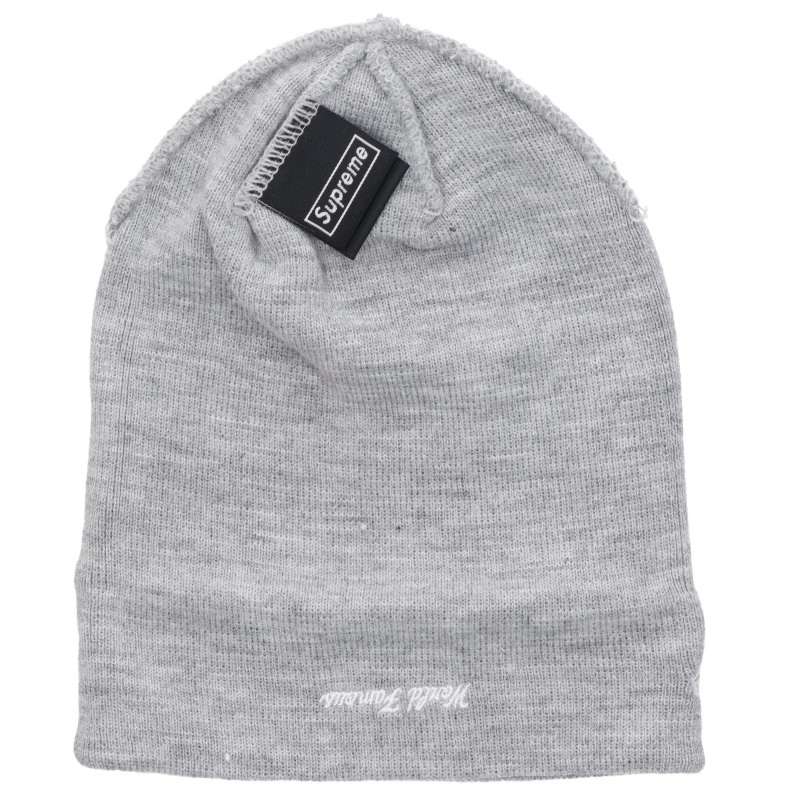 SUPREME Cross Box Logo Acrylic Beanie Grey/Red Size ONE SIZE