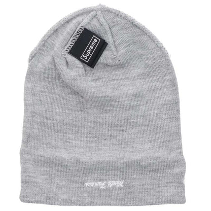 SUPREME Cross Box Logo Acrylic Beanie Grey/Red Size ONE SIZE