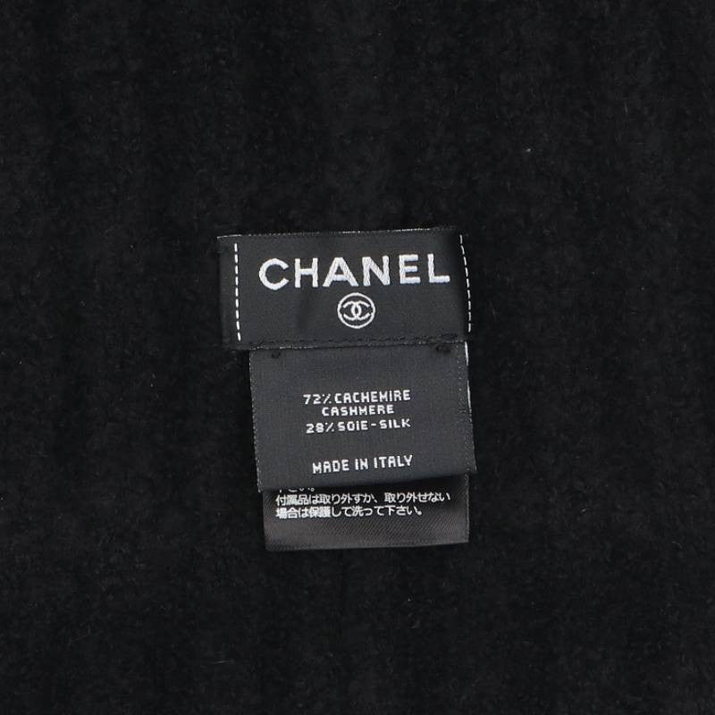 CHANEL Sequin Logo Cashmere Silk Beanie Black Size ONE SIZE