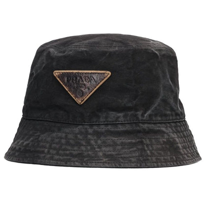 PRADA Vintage Triangle Logo Cotton Bucket Hat Size M