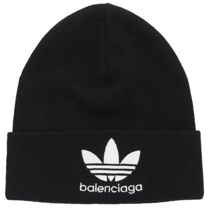 BALENCIAGA x adidas Logo Embroidered Beanie Black Size 2