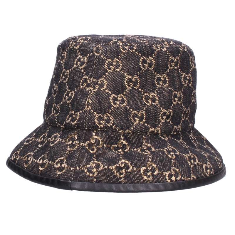 GUCCI GG Monogram Canvas Bucket Hat Black Size L