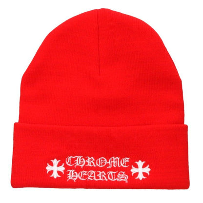Chrome Hearts Red Acrylic Logo Embroidered Beanie Size ONE