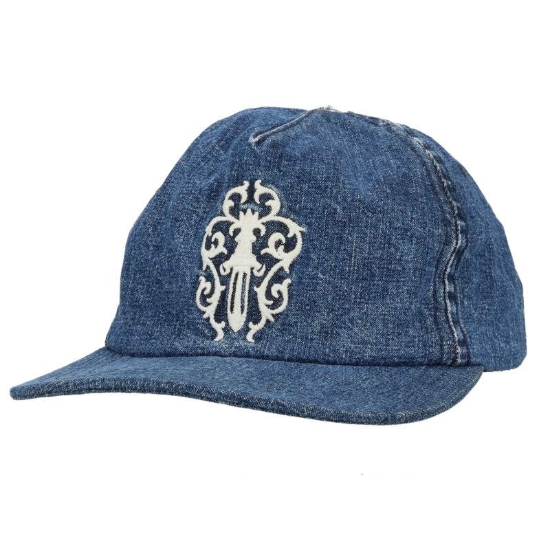 Chrome Hearts Indigo Silver Vine Dagger Denim Trucker Cap