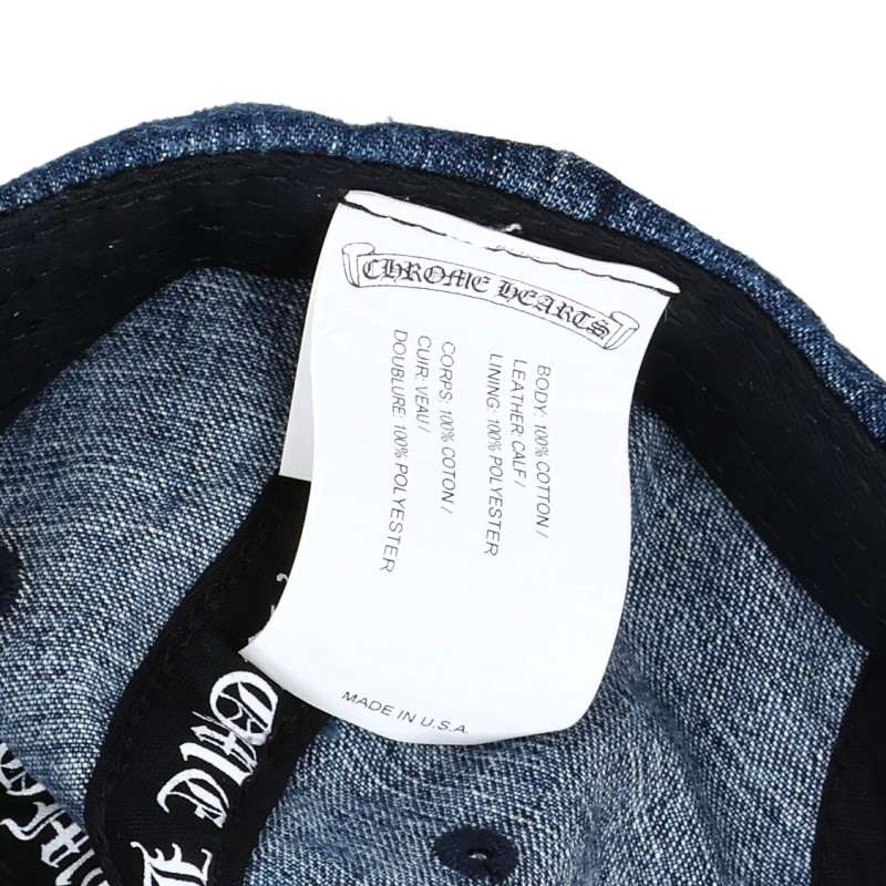 Chrome Hearts Indigo Silver Vine Dagger Denim Trucker Cap