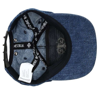 Chrome Hearts Indigo Silver Vine Dagger Denim Trucker Cap