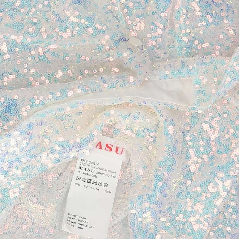 MASU Ragged Sequins Mini Cape Polyester White