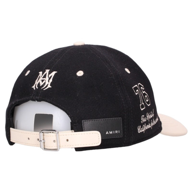 AMIRI Leather Panel Wool Baseball Cap Size ONE SIZE