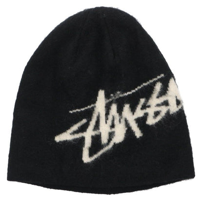 STUSSY BRUSHED OUT STOCK Front Logo Cotton Beanie Size S