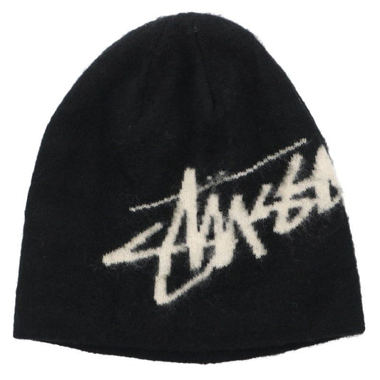 STUSSY BRUSHED OUT STOCK Front Logo Cotton Beanie Size S