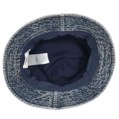 CELINE Logo Embroidered Denim Bucket Hat Blue Size L