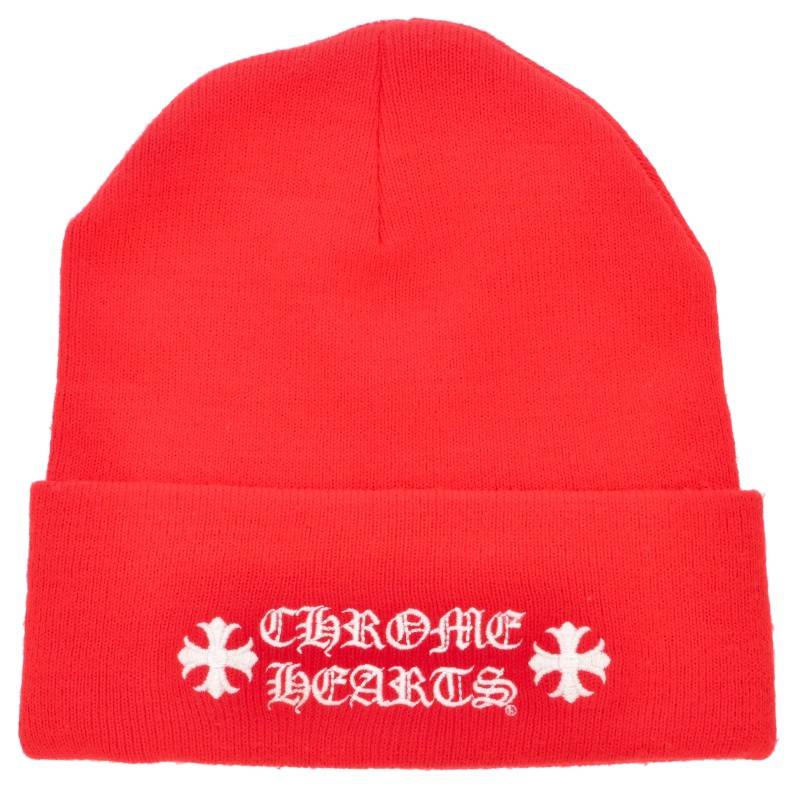 Chrome Hearts Acrylic Logo Embroidered Beanie Red Size ONE