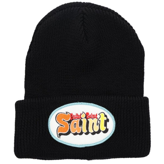 SAINT MICHAEL Logo Patch Wool Beanie Black